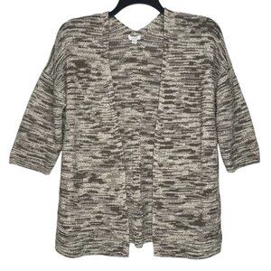 Pure J Jill Womens Cardigan Size Small Textured Stripes Open Front 3/4 Sleeves